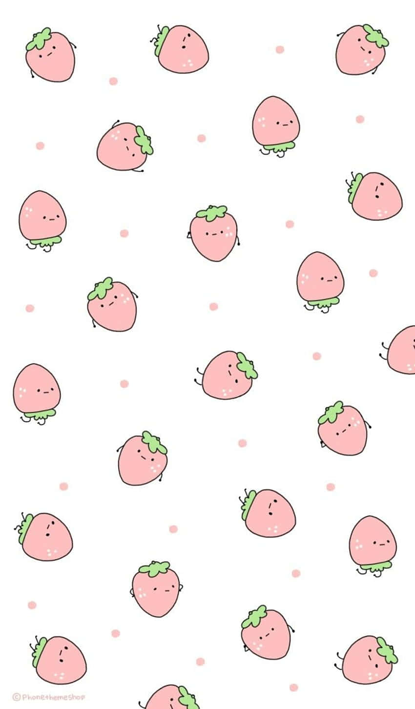 Pastel Cute Strawberry With Face Background