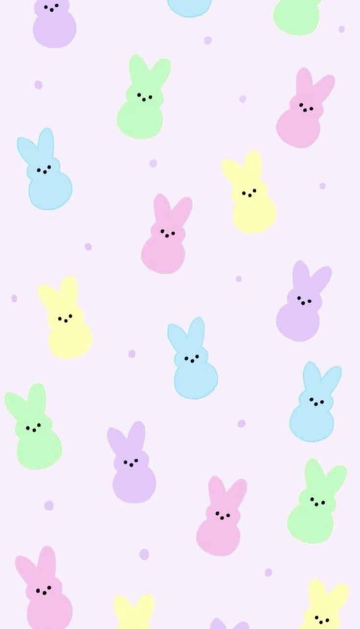Pastel Easter Bunny Pattern Background
