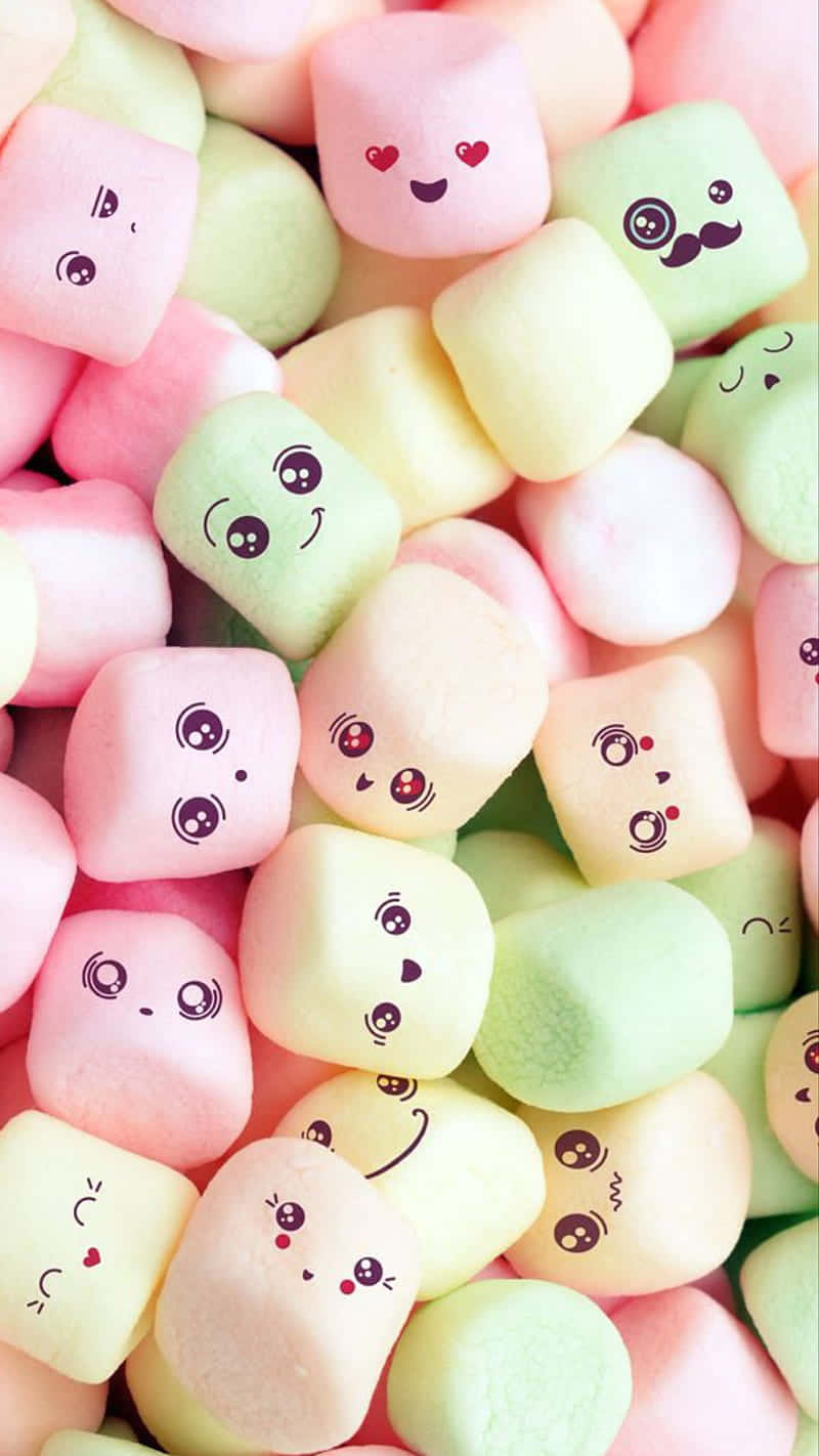 Pastel Faces Cute Candies Background