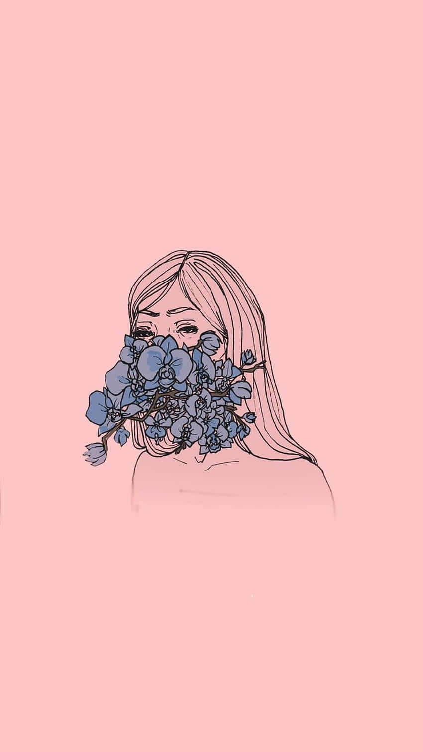 Pastel Floral Portrait Minimalist Background