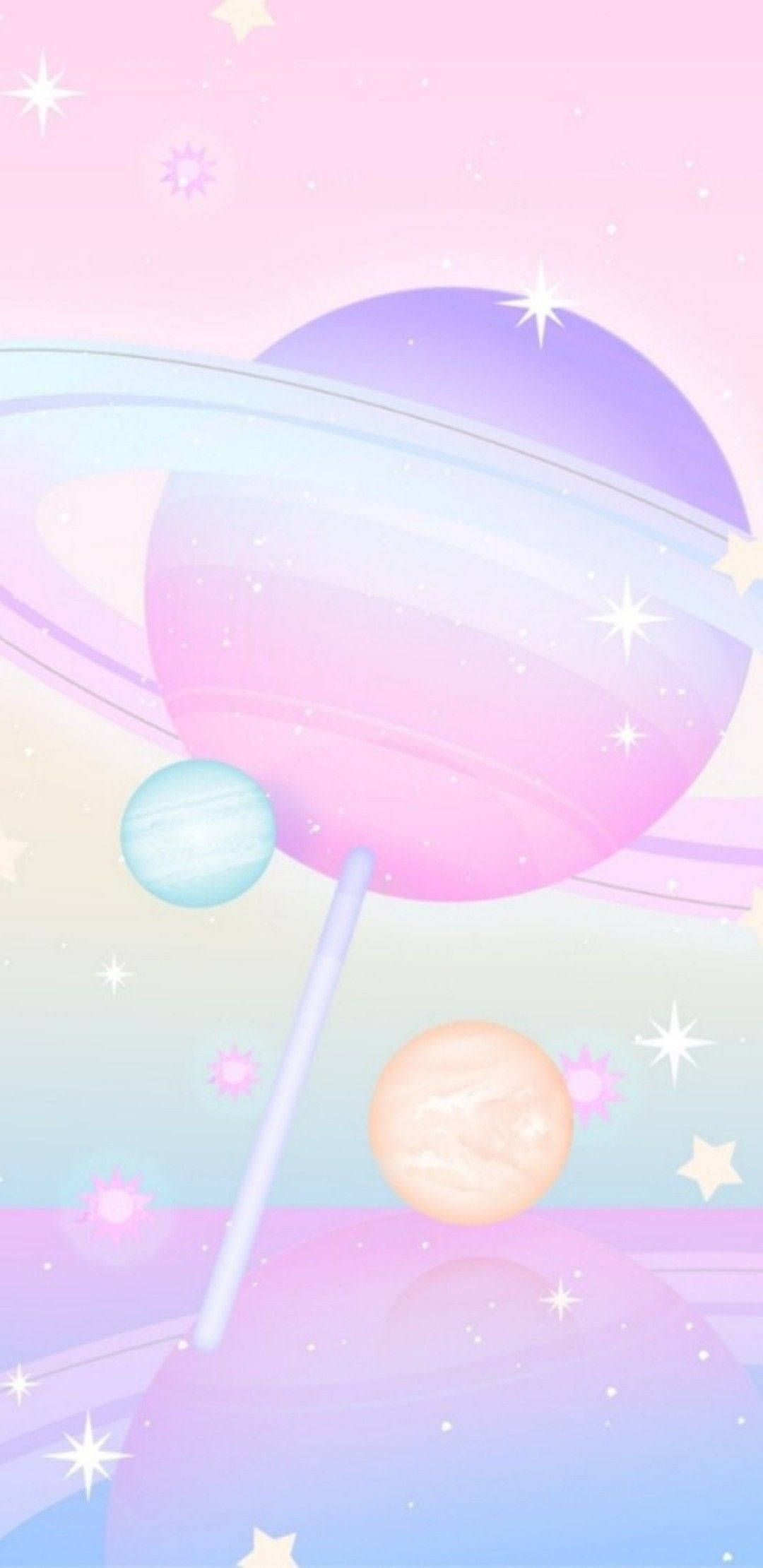 Pastel Galaxy Lollipop Candy Planets Background