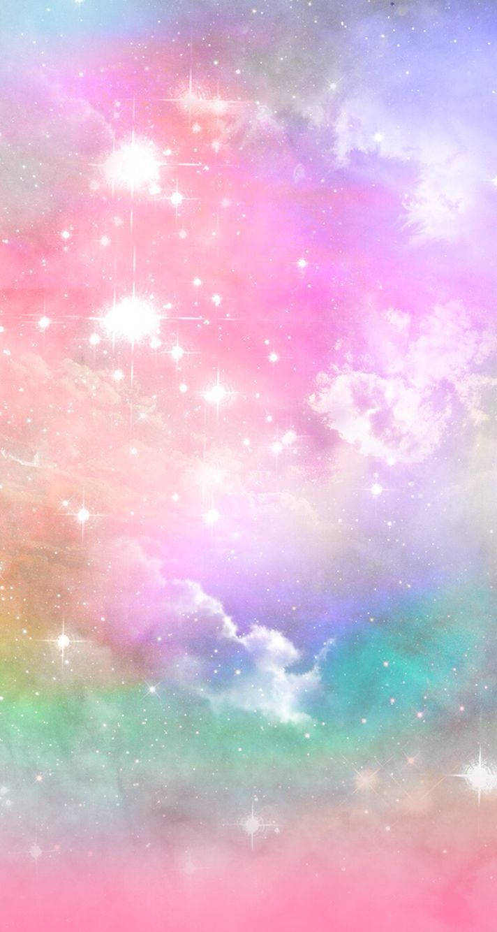 Pastel Galaxy With Stars And Clouds