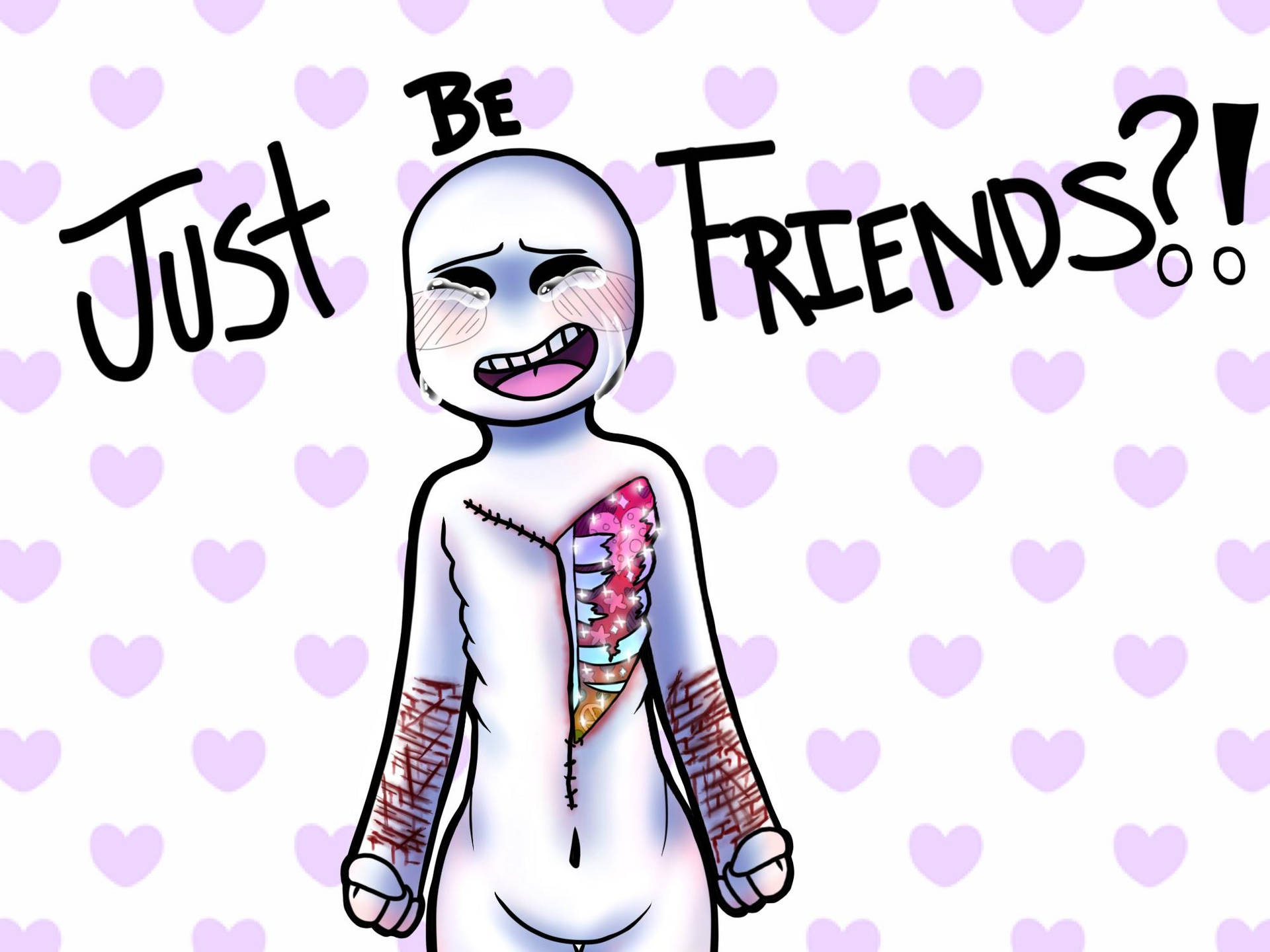 Pastel Gore Broken Hearted Man Background