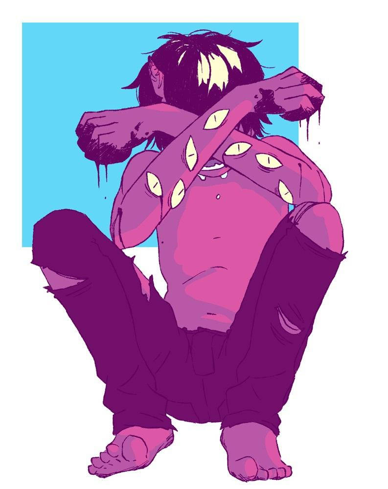 Pastel Gore Guy Filled With Eyes Background