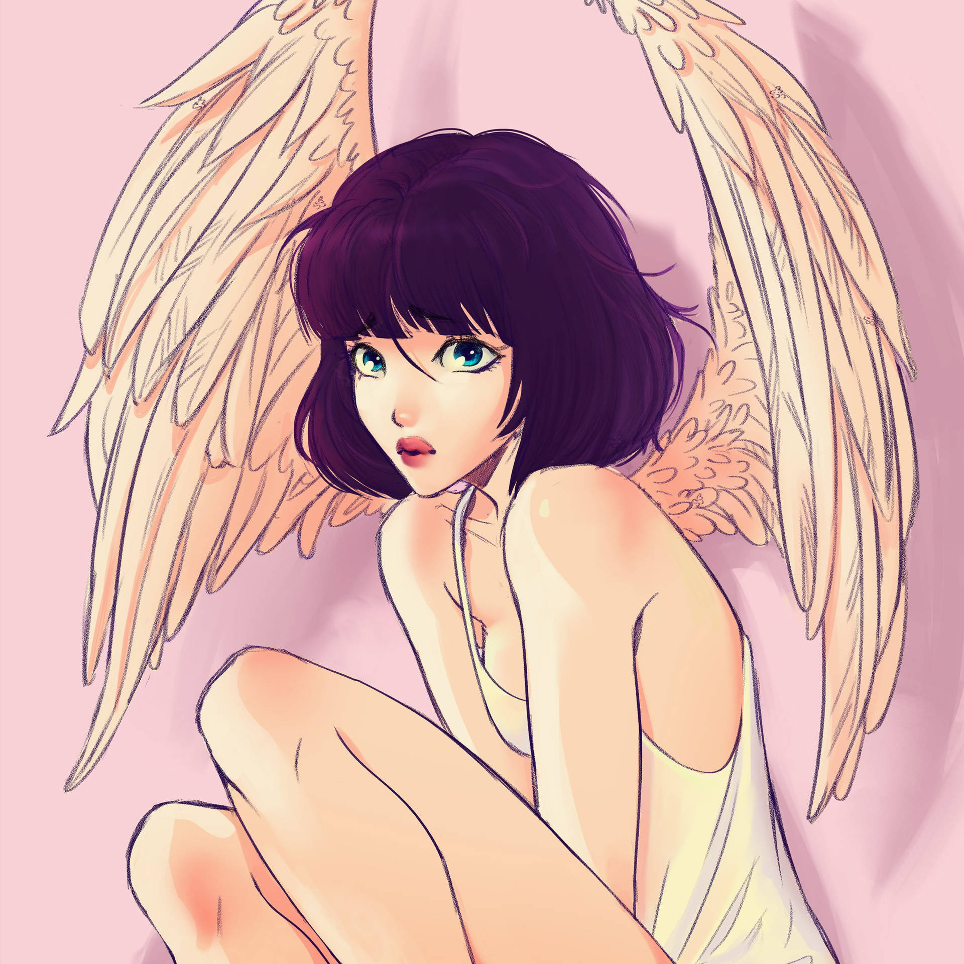 Pastel Goth Angel Girl Background