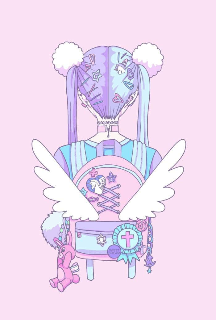 Pastel Goth Anime Girl With Lots Of Accessories Background