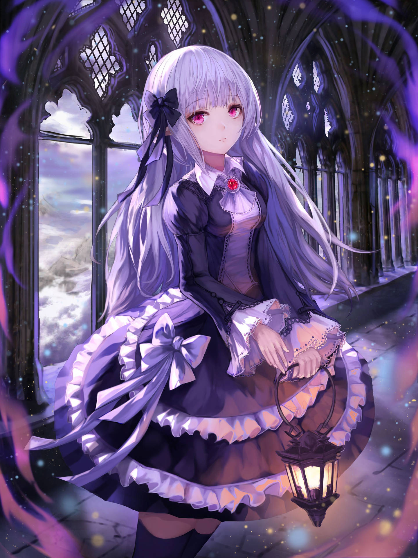 Pastel Goth Anime Girl Background