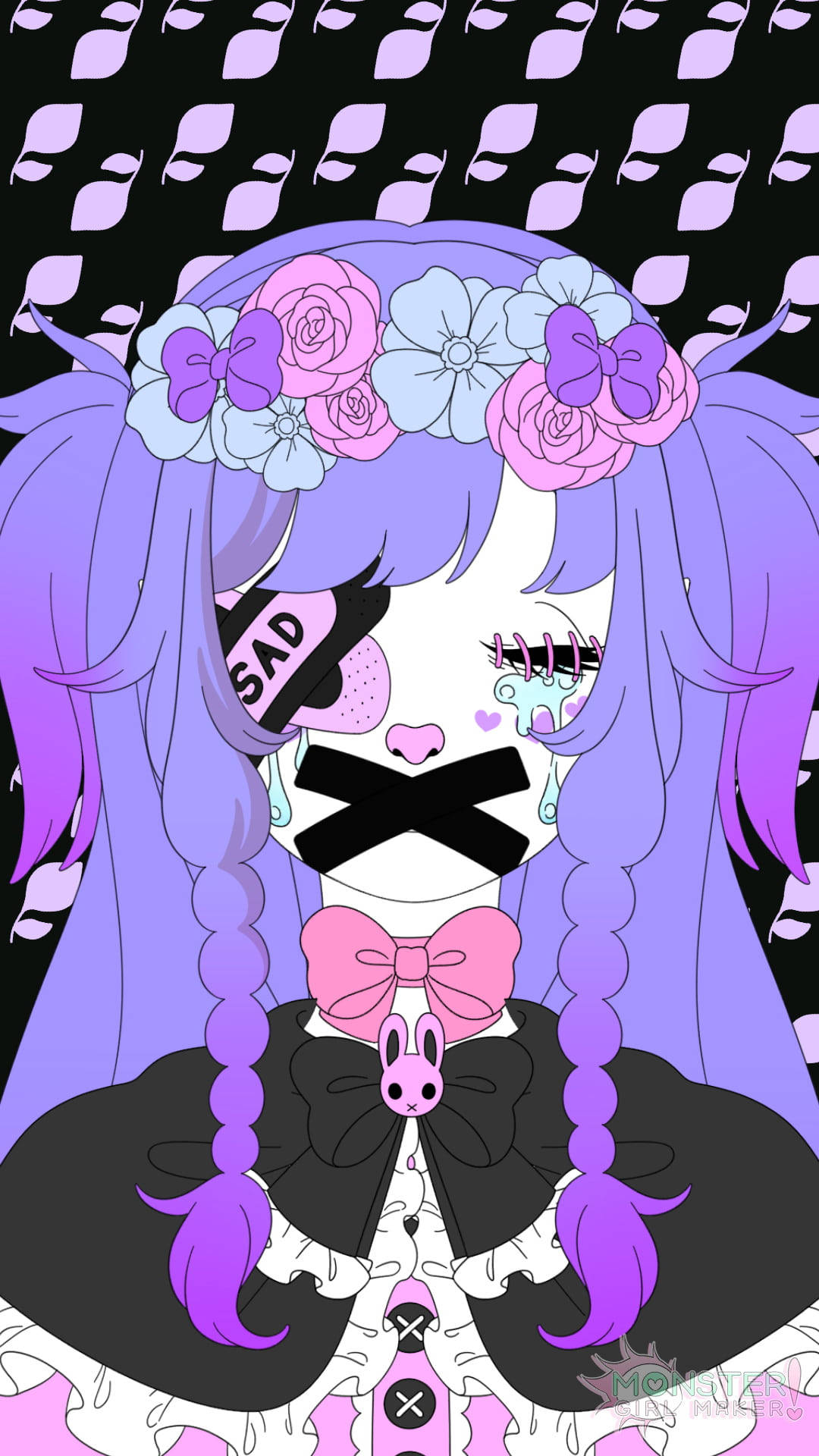 Pastel Goth Crying Girl Background