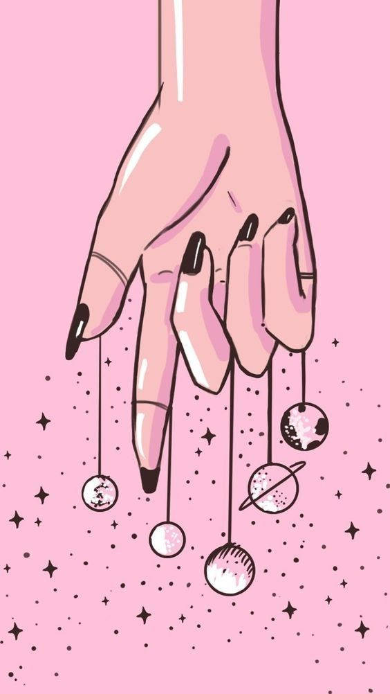 Pastel Goth Galaxy Pink Hand Background