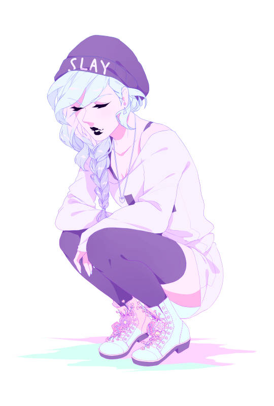 Pastel Goth Girl With Beanie Background
