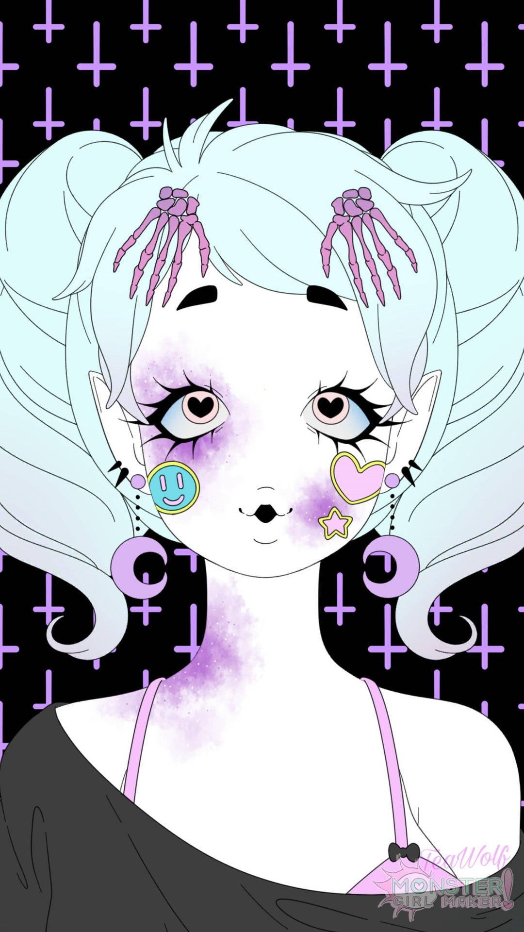 Pastel Goth Girl With Creepy Makeup Background