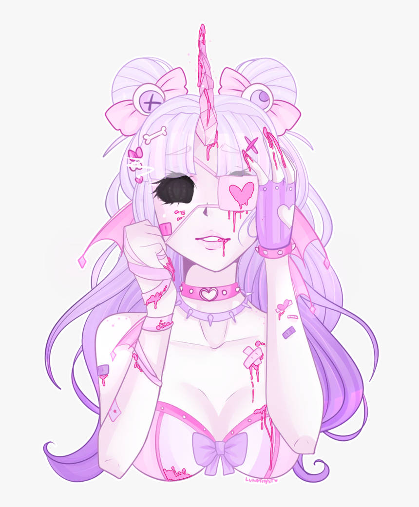 Pastel Goth Girl With Horn Background