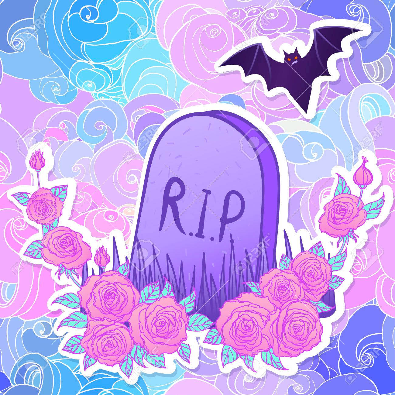 Pastel Goth Tombstone Background