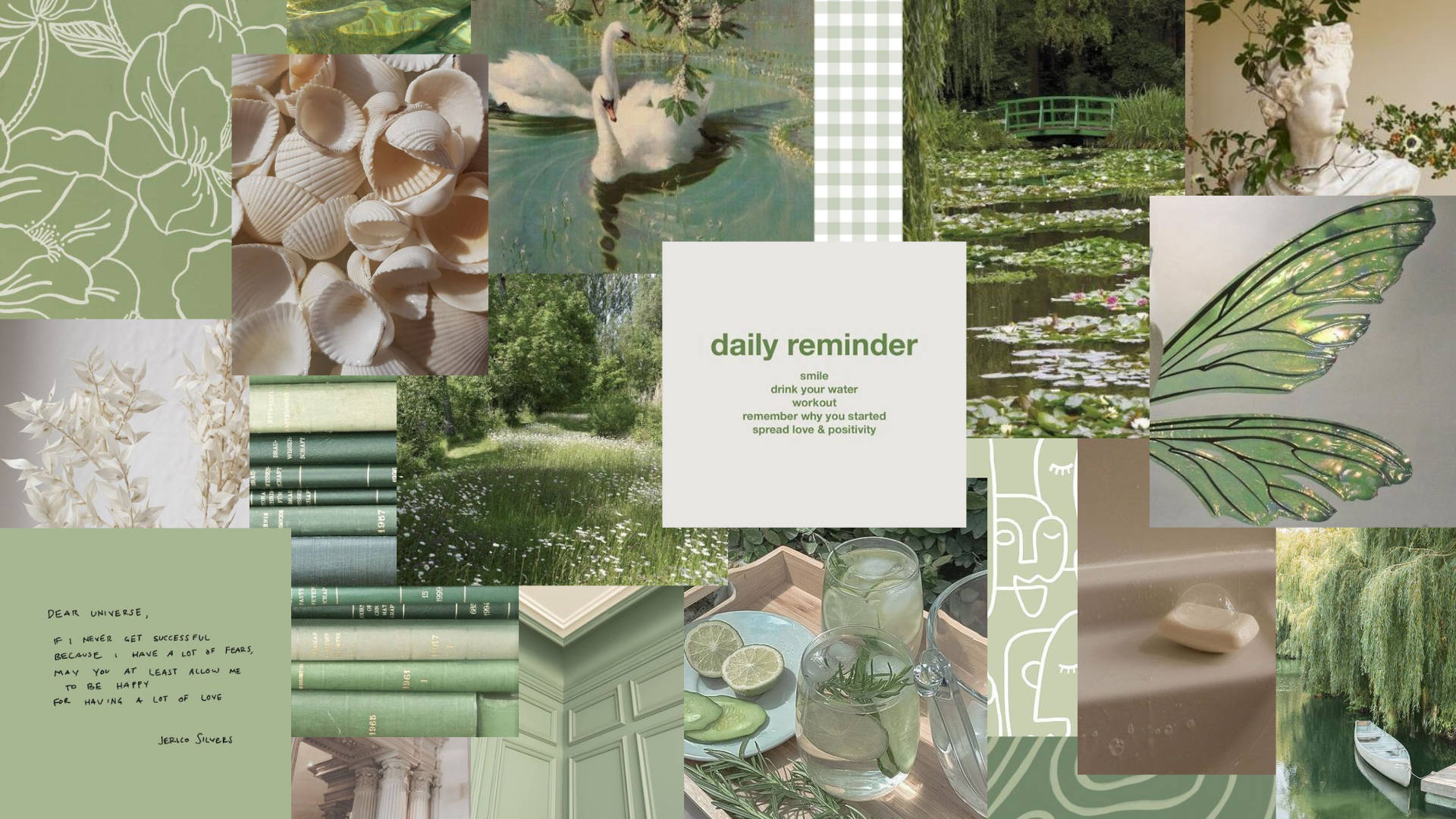 Pastel Green Aesthetic Laptop Daily Reminder Background