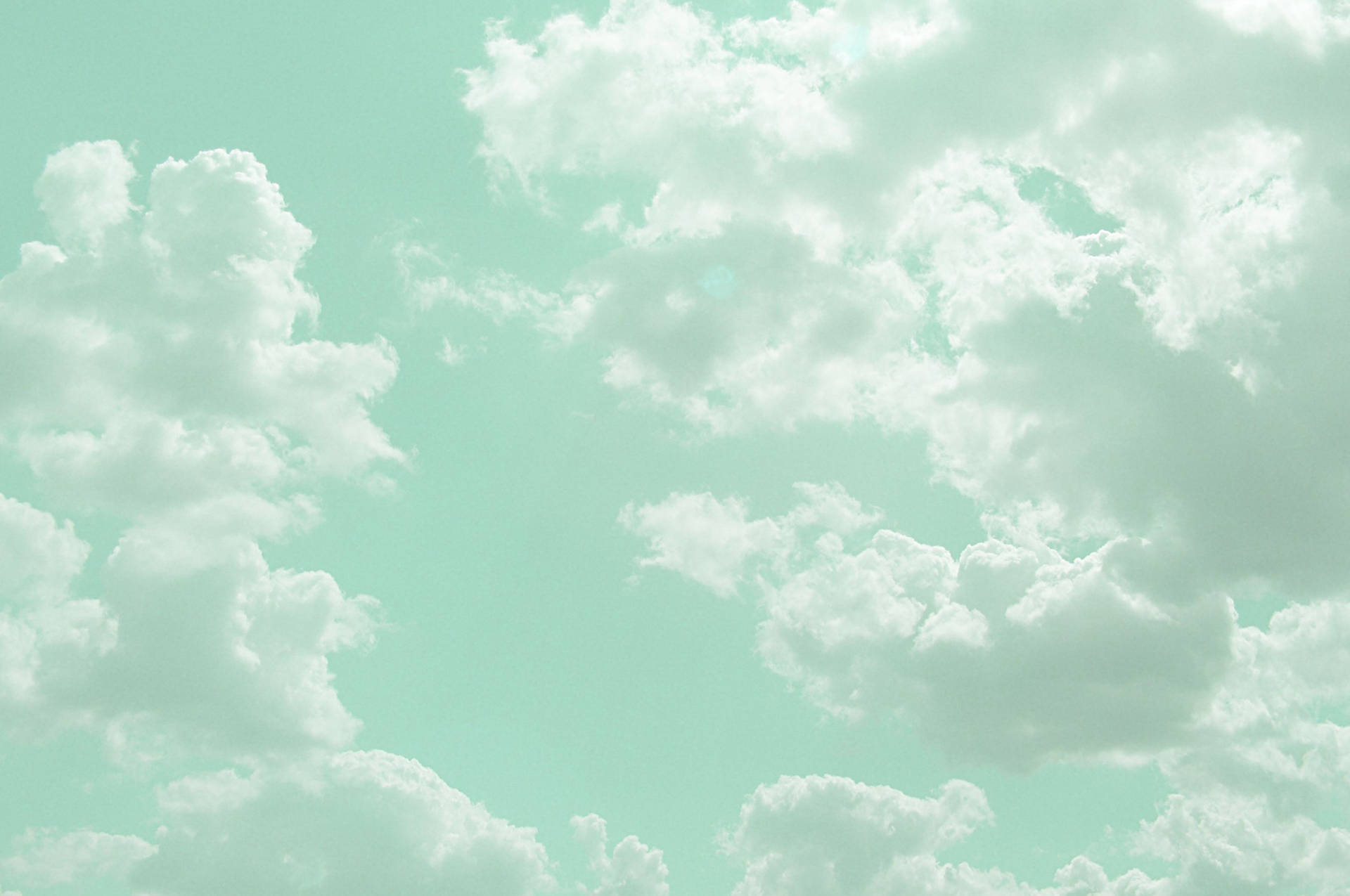 Pastel Green Aesthetic Laptop Sky Background