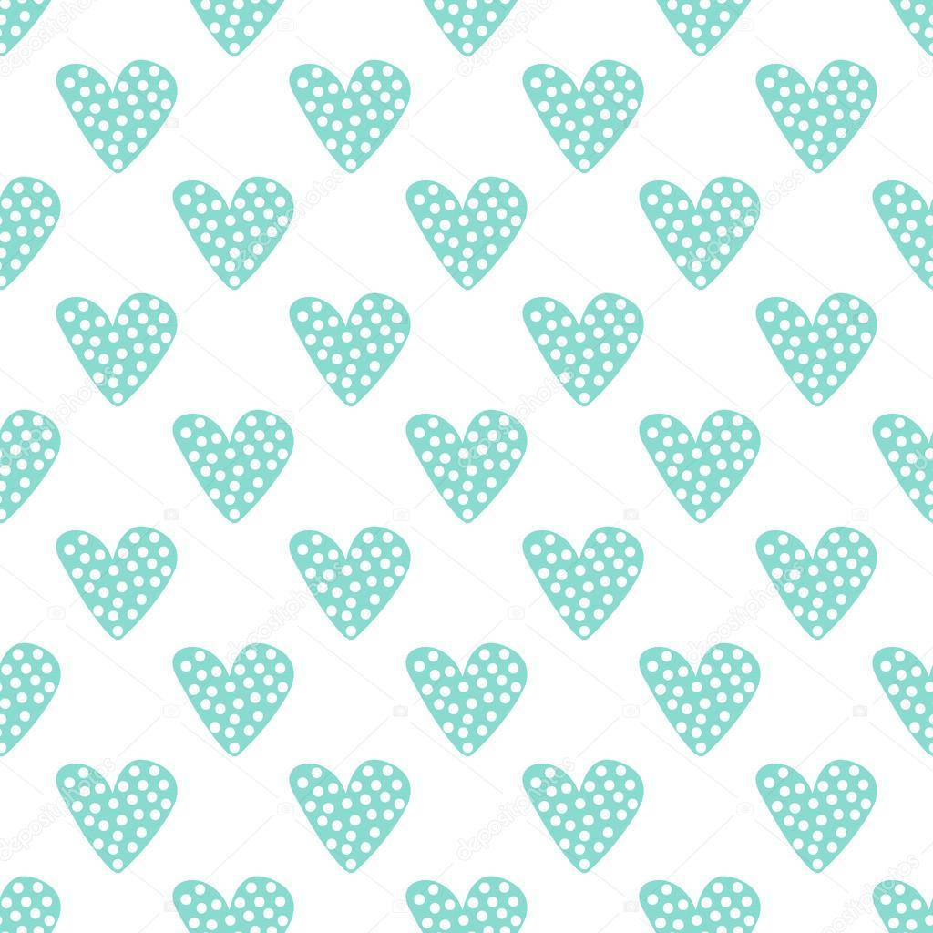 Pastel Green Dotted Hearts Background