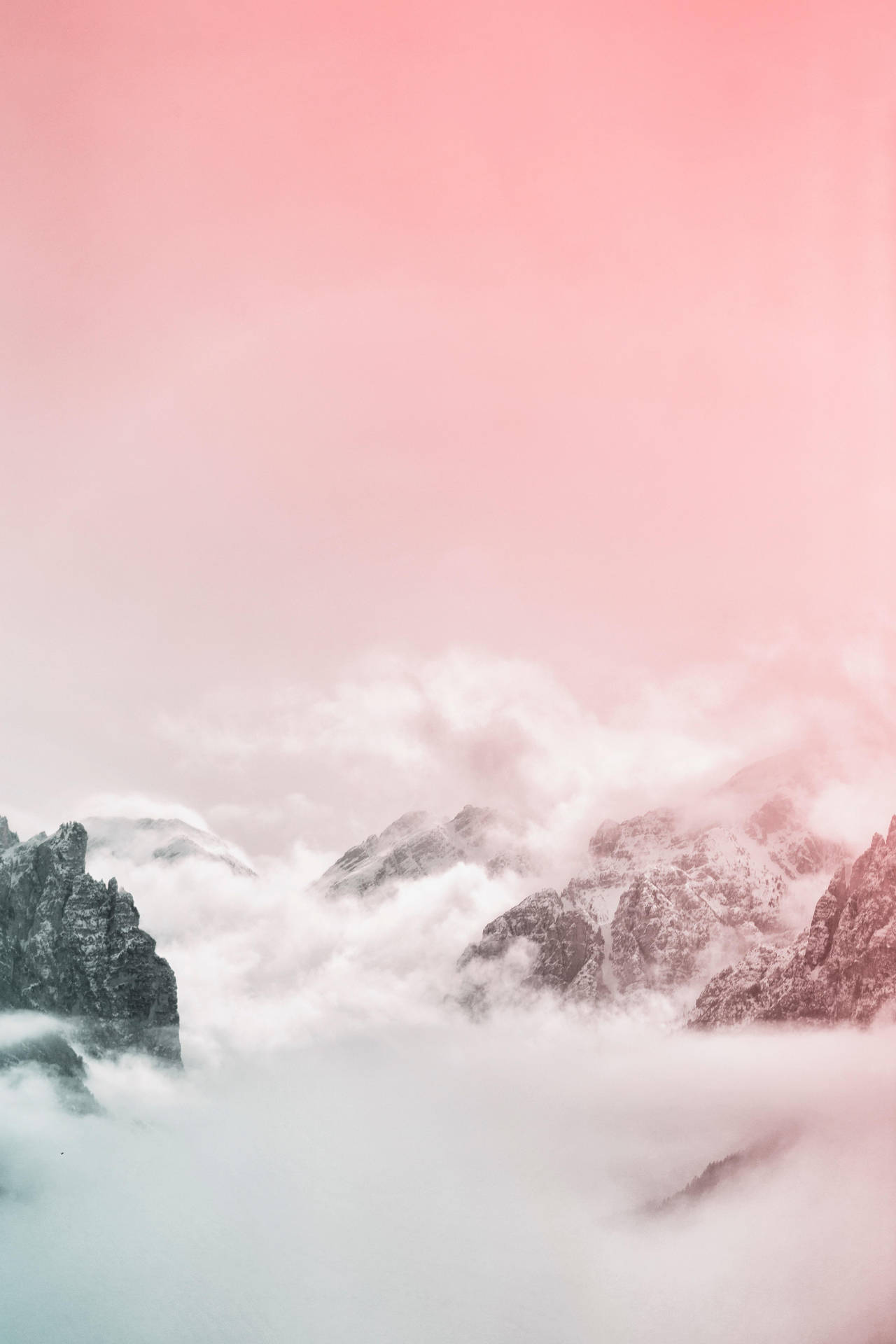 Pastel Iphone Foggy Mountain Background