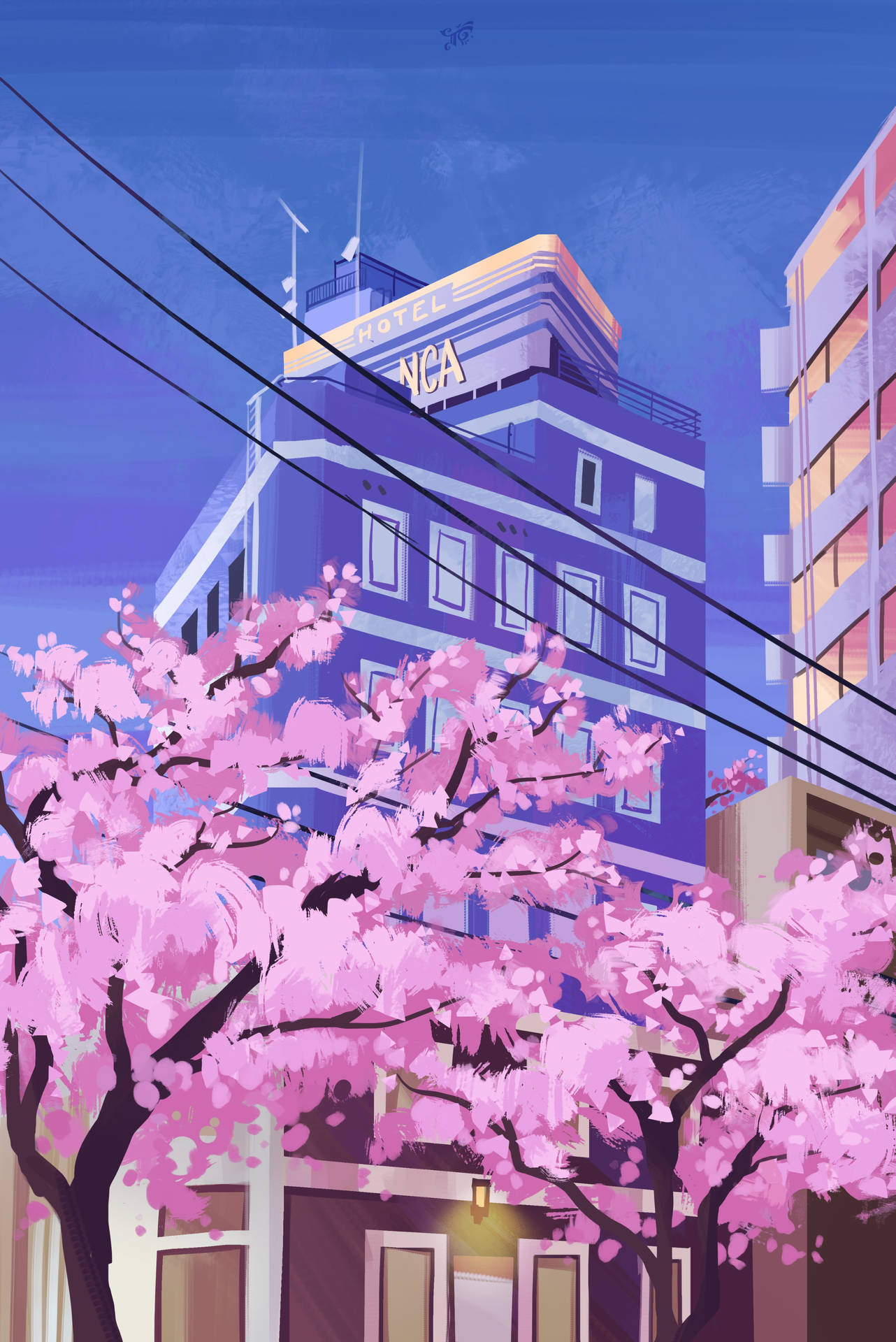 Pastel Japanese Aesthetic Blooming Sakura Background