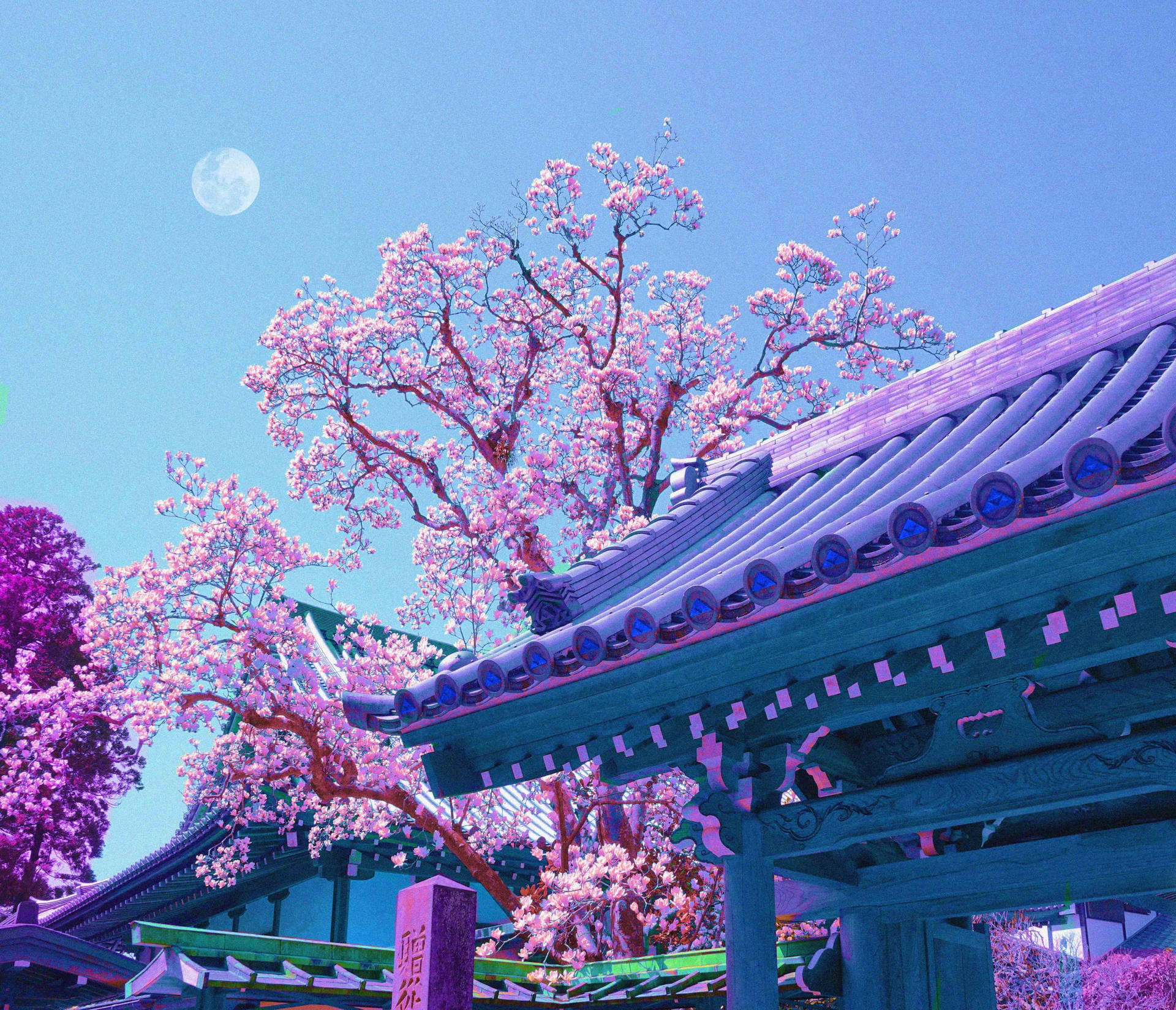 Pastel Japanese Aesthetic Spring Day Background