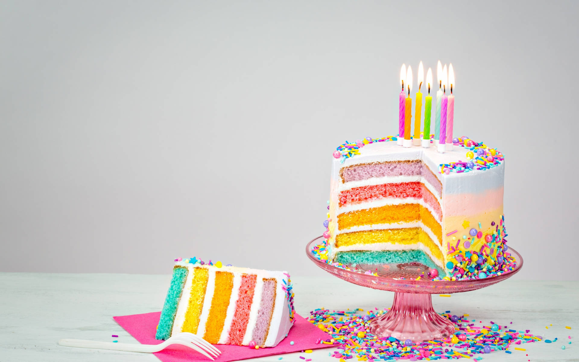 Pastel Layer Birthday Cake Candles Background