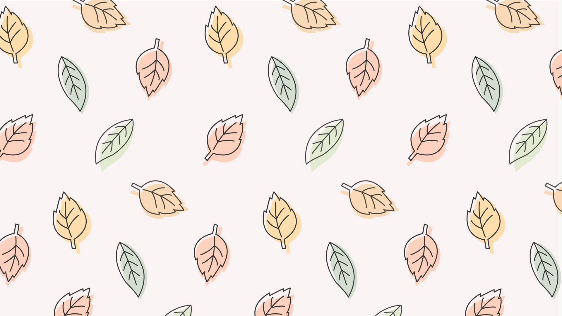 Pastel Leaves Aesthetic Pattern Background