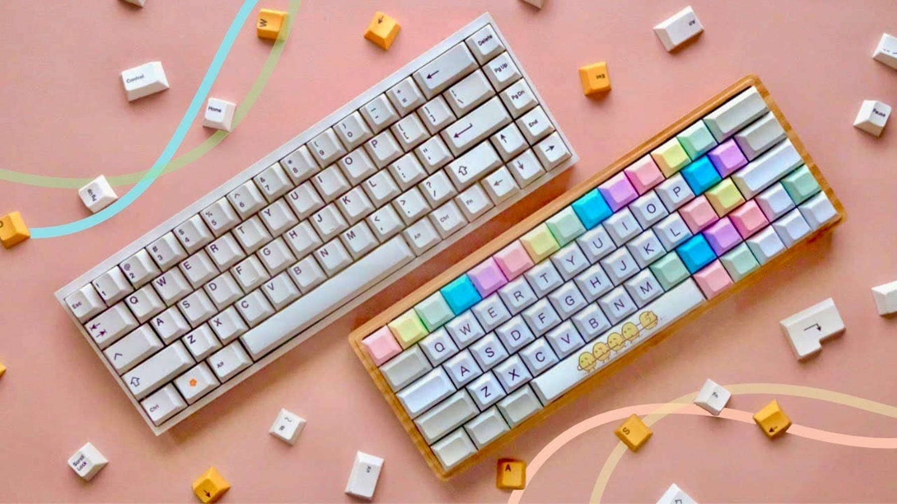 Pastel Mechanical Keyboard Aesthetic Background