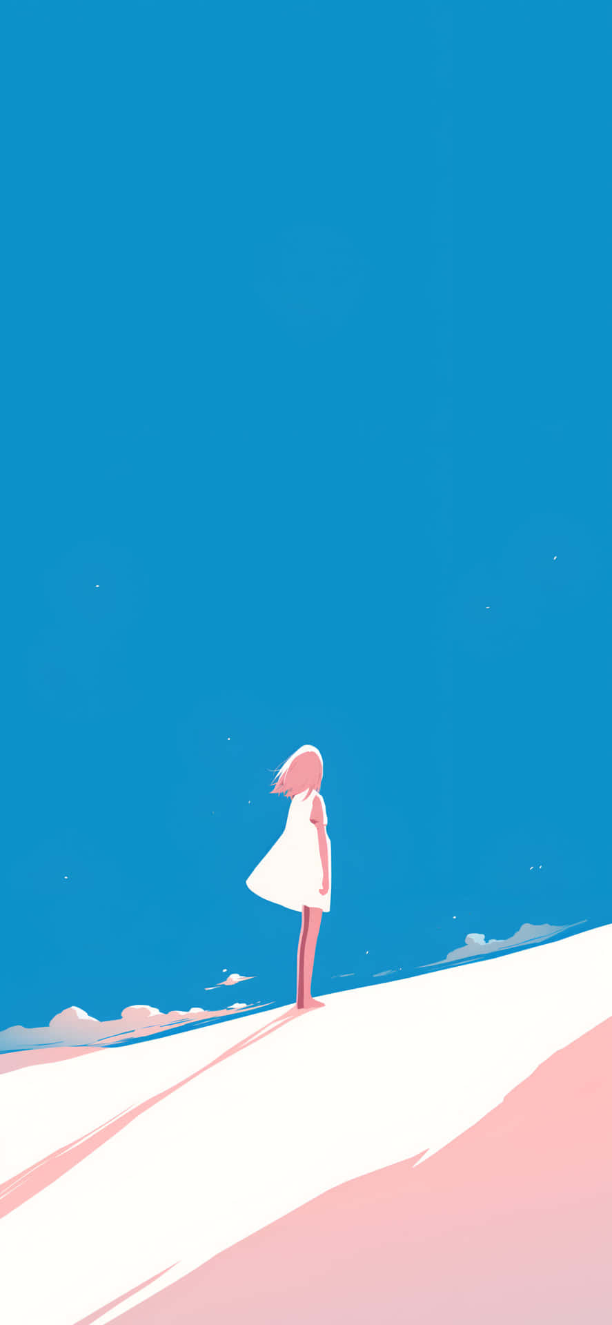 Pastel Minimalist Lone Figure Snowscape Background