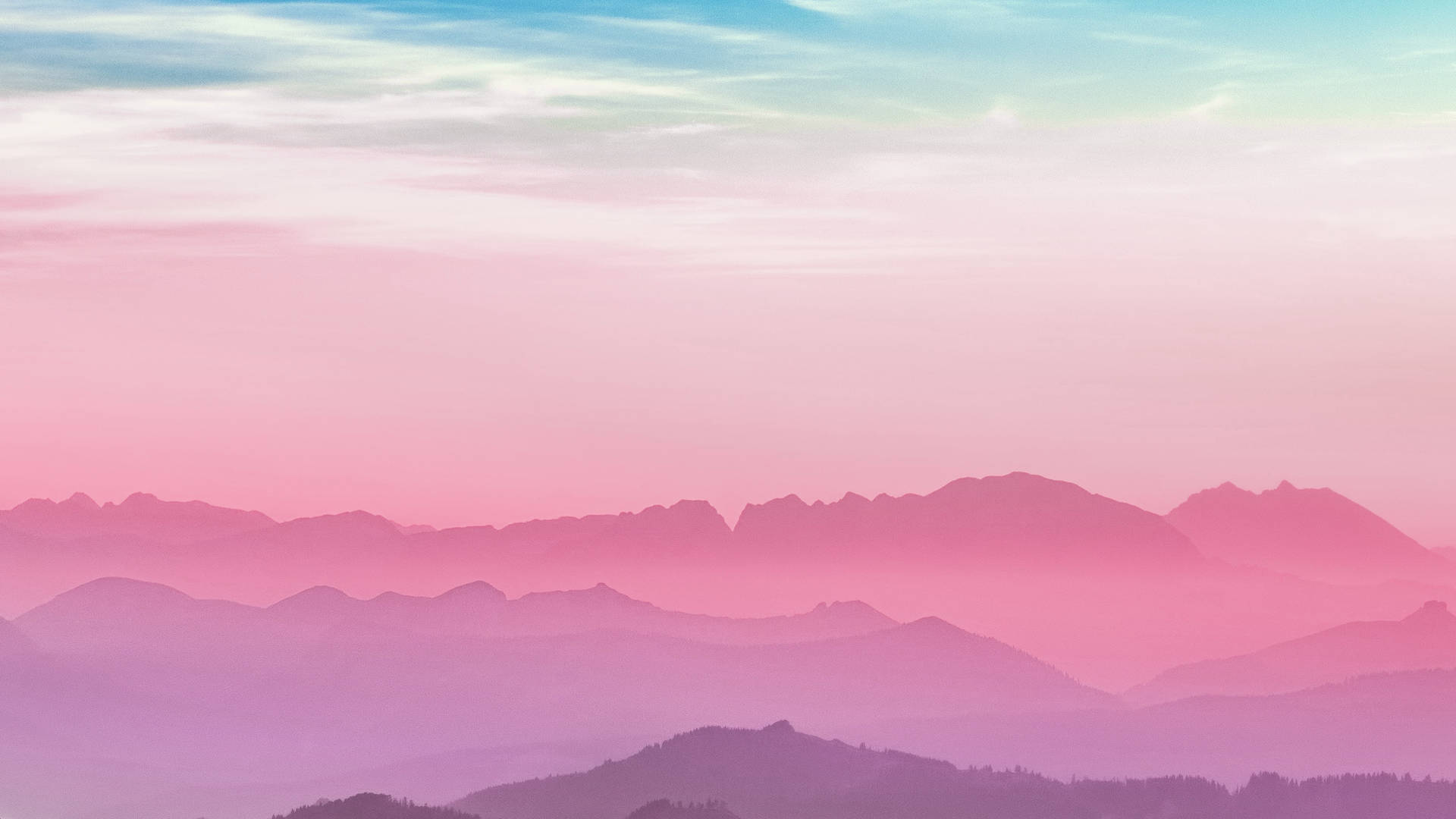 Pastel Minimalist Scenic Mountain Range Background