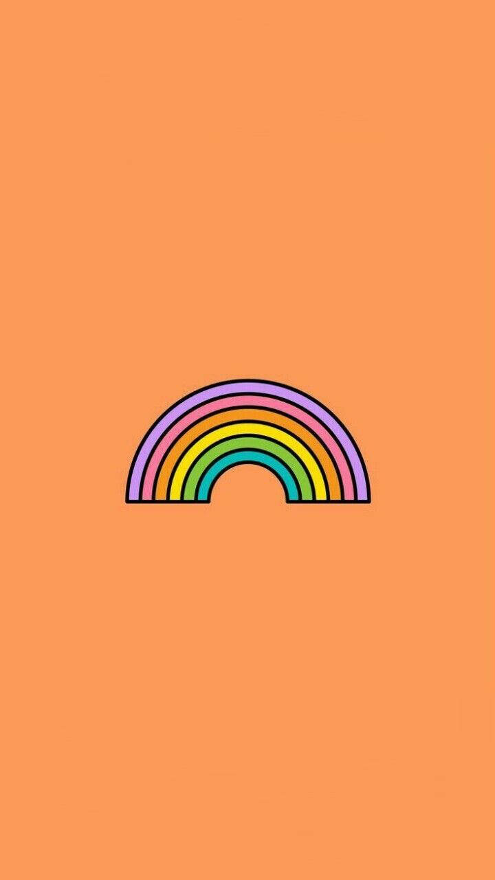 Pastel Orange Aesthetic Rainbow Background