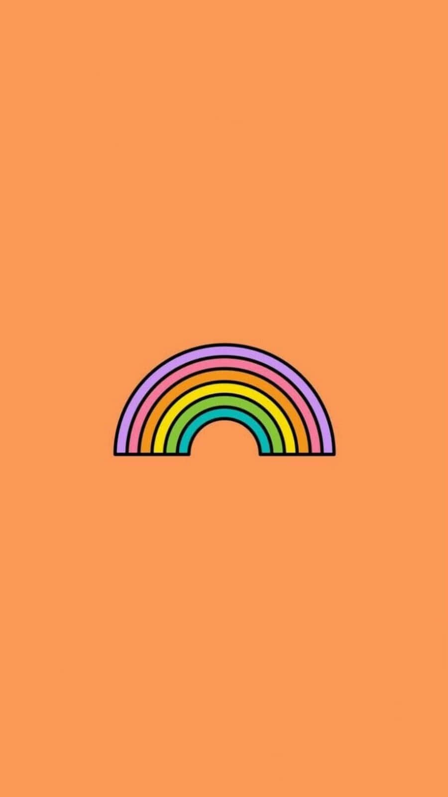 Pastel Orange Rainbow Mobile Background