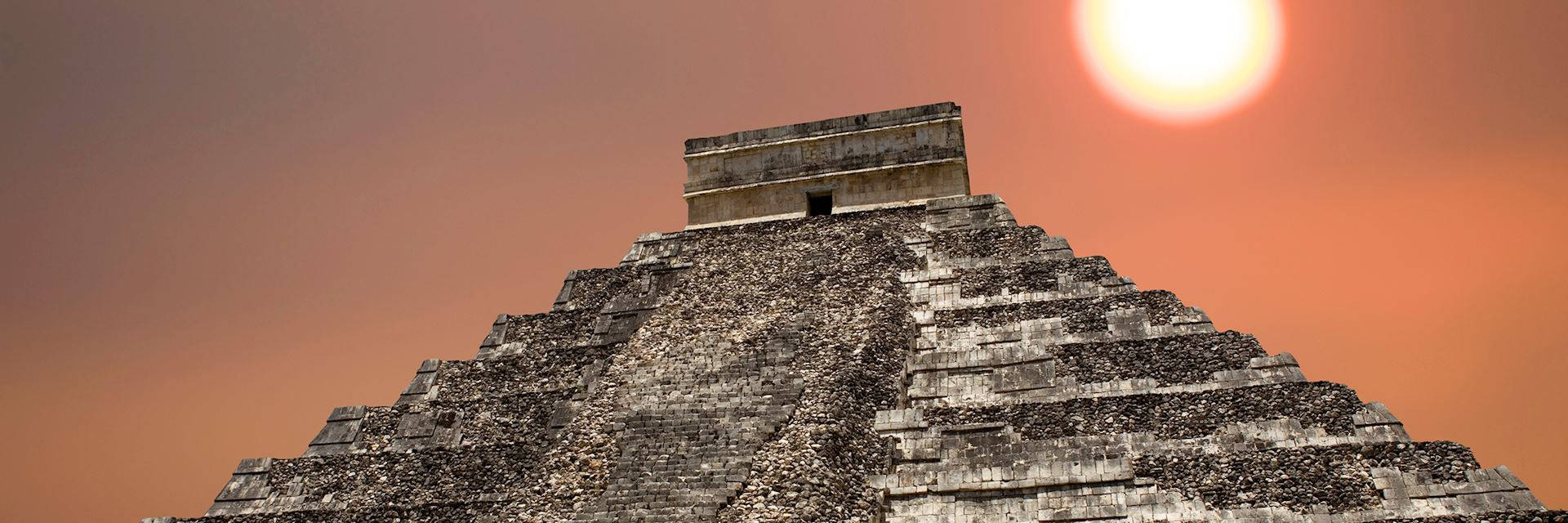 Pastel Orange Sky Chichen Itza Background