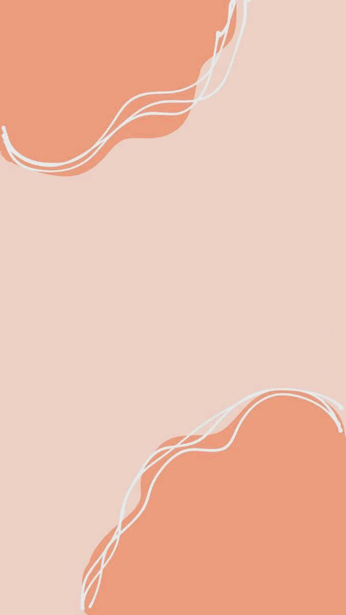 Pastel Peach Aesthetic White Wavy Line Background