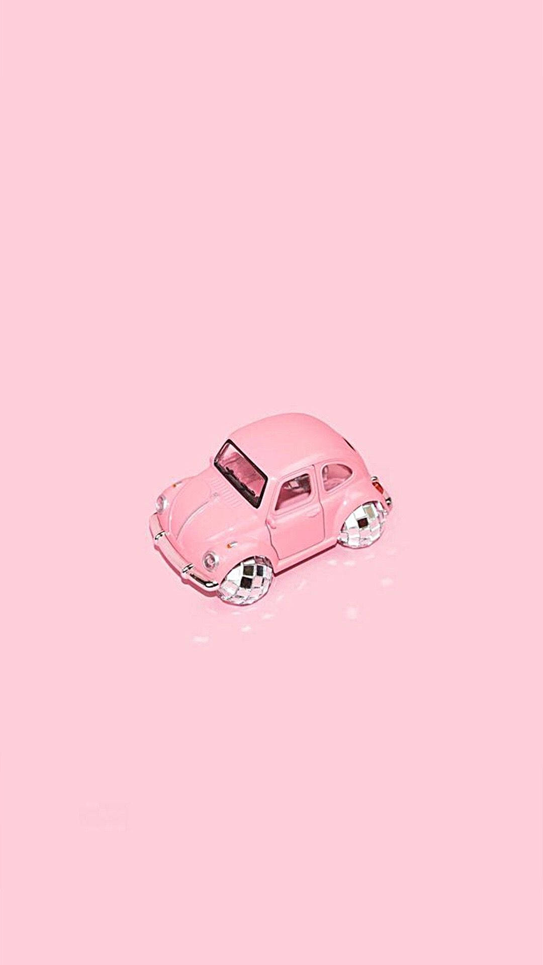 Pastel Phone Pink Car Minimalist Background