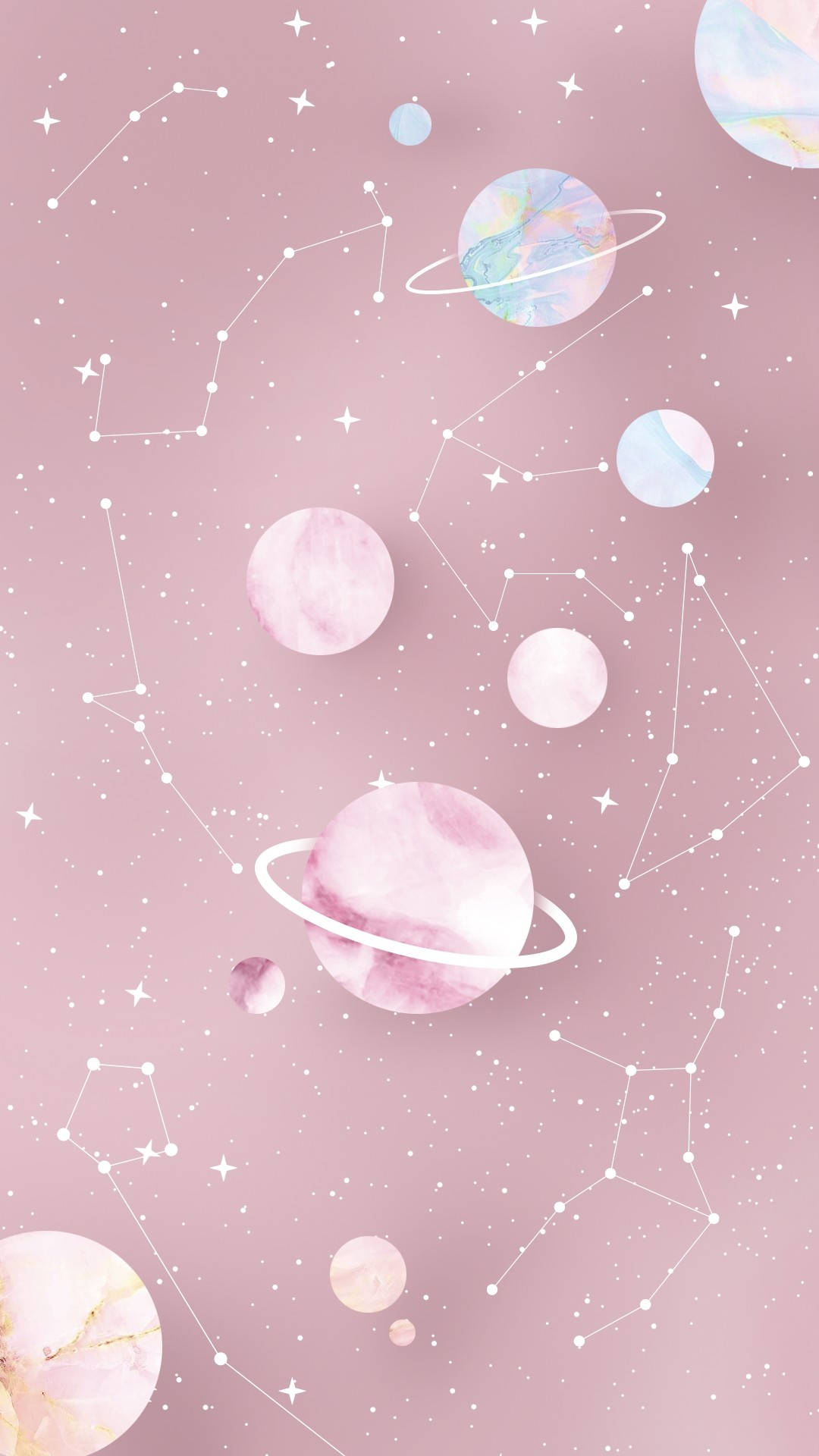 Pastel Phone Planets And Constellations Background