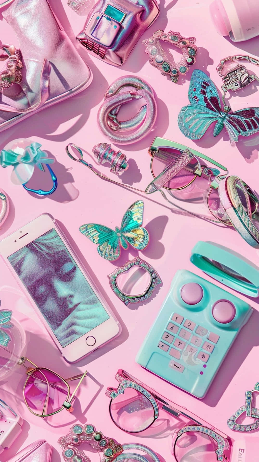 Pastel Pink Aesthetic Accessories Background