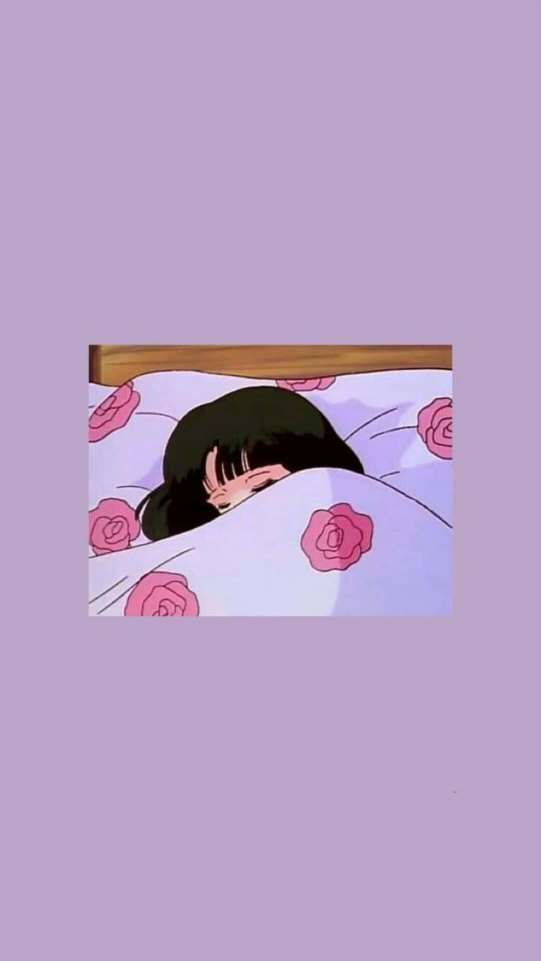 Pastel Pink Aesthetic Anime Girl Sleeping Background