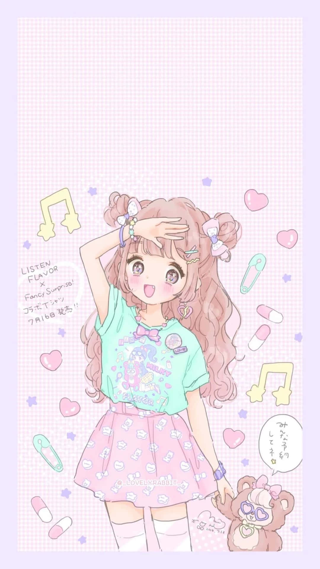 Pastel Pink Aesthetic Anime Raising Arm Background