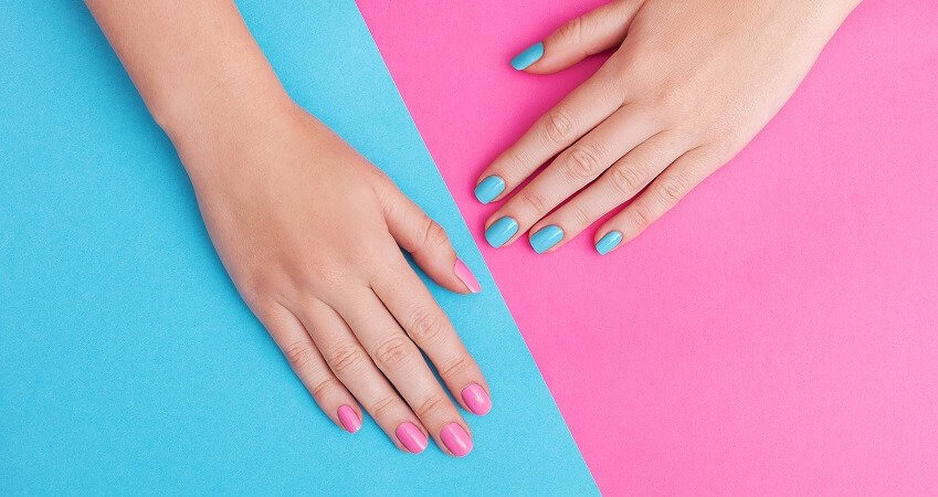Pastel Pink And Blue Nails Background