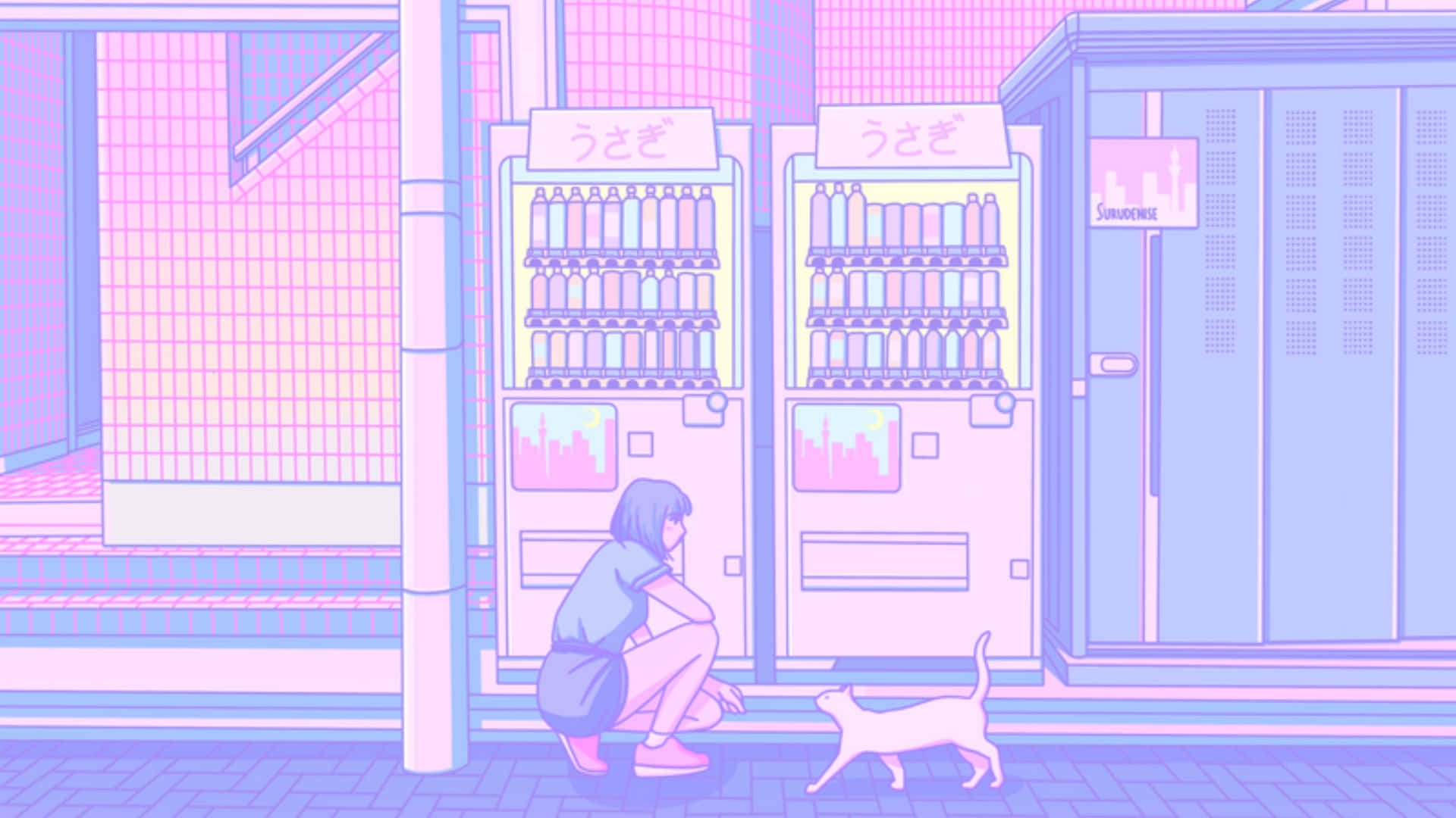 Pastel Pink And Purple Vending Machine 4k Monitor Vector Art Background