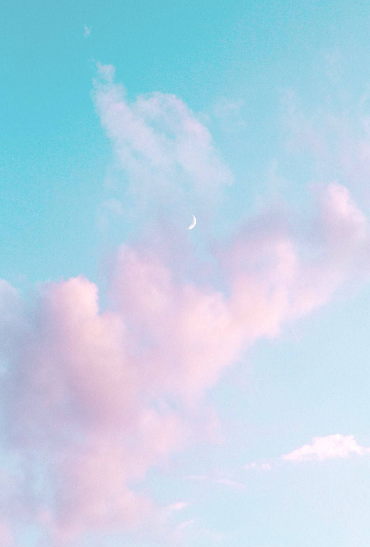Pastel Pink Clouds And Luna Background