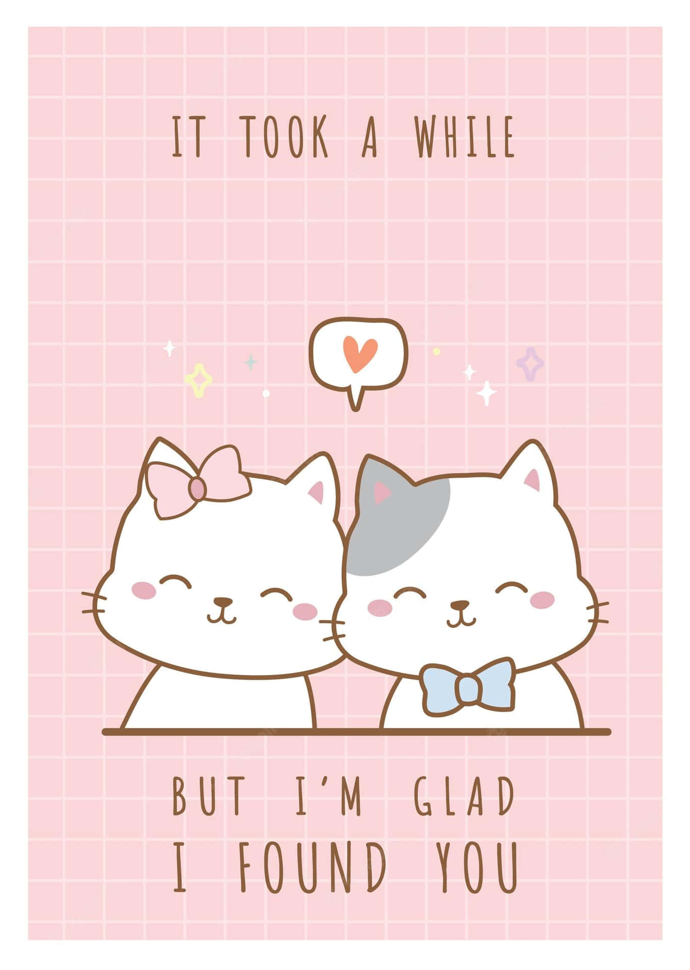 Pastel Pink Cute Kitties Couple