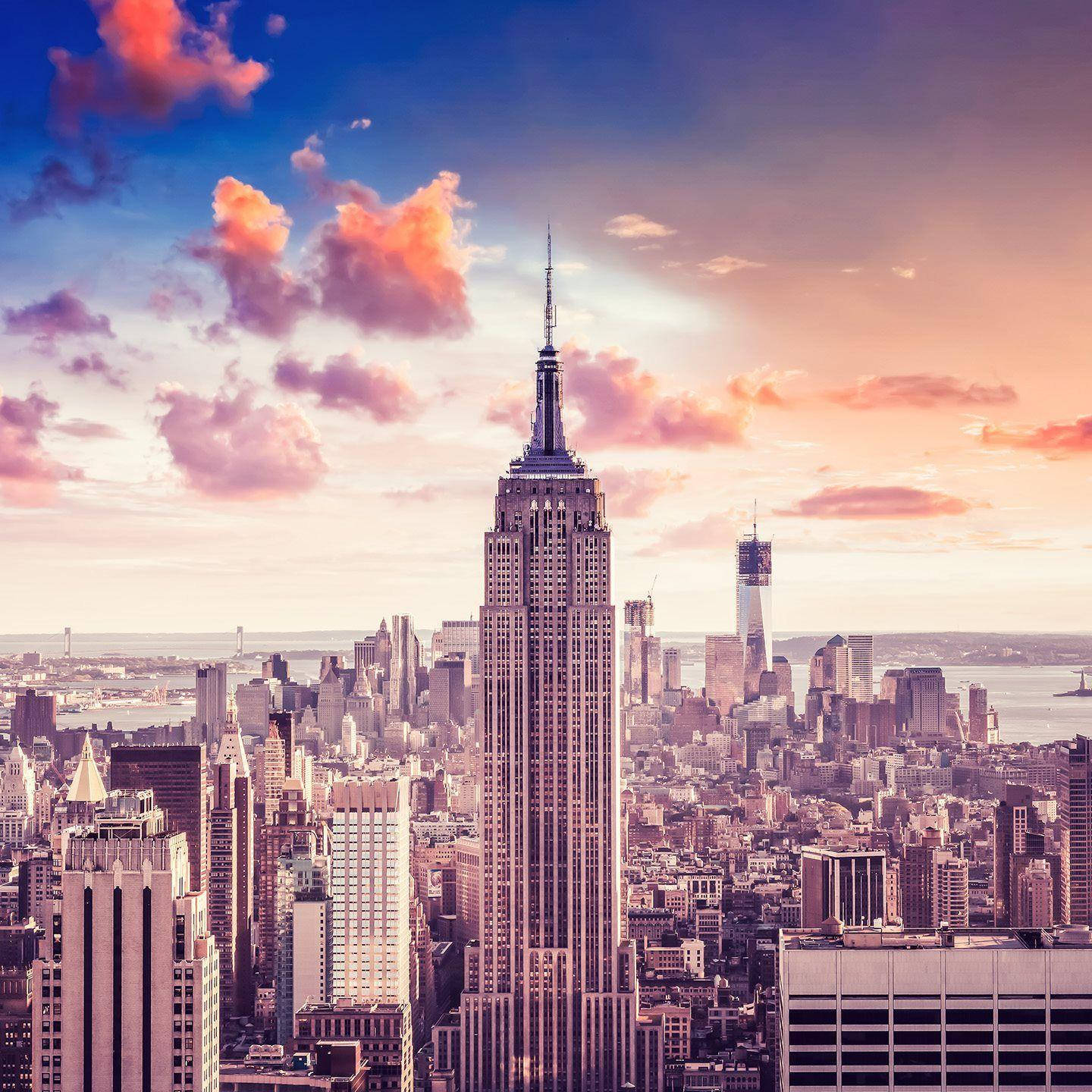 Pastel Pink Empire State Building Background