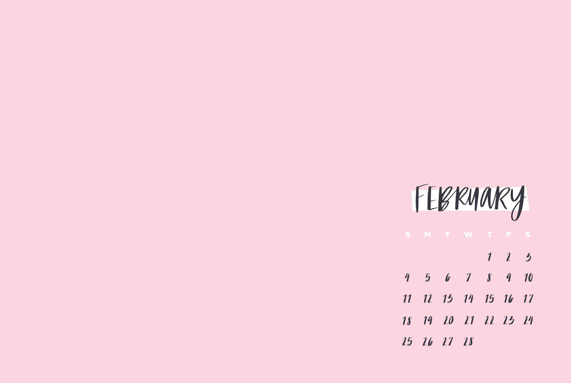 Pastel Pink February Calendar Background