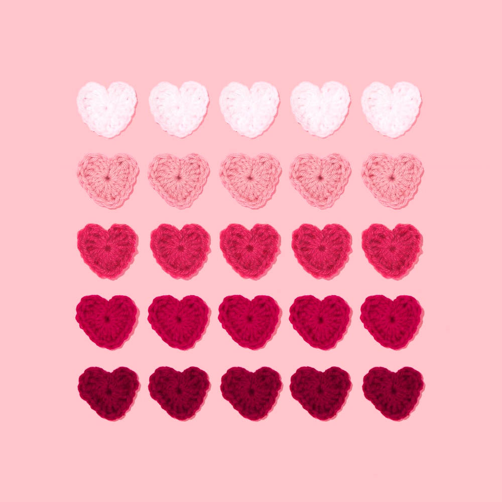 Pastel Pink Heart Crochet Appliques Background