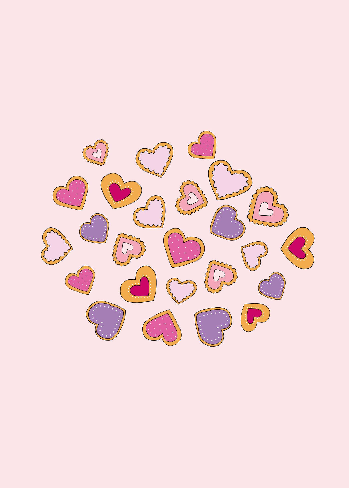 Pastel Pink Heart Graphic On Blush
