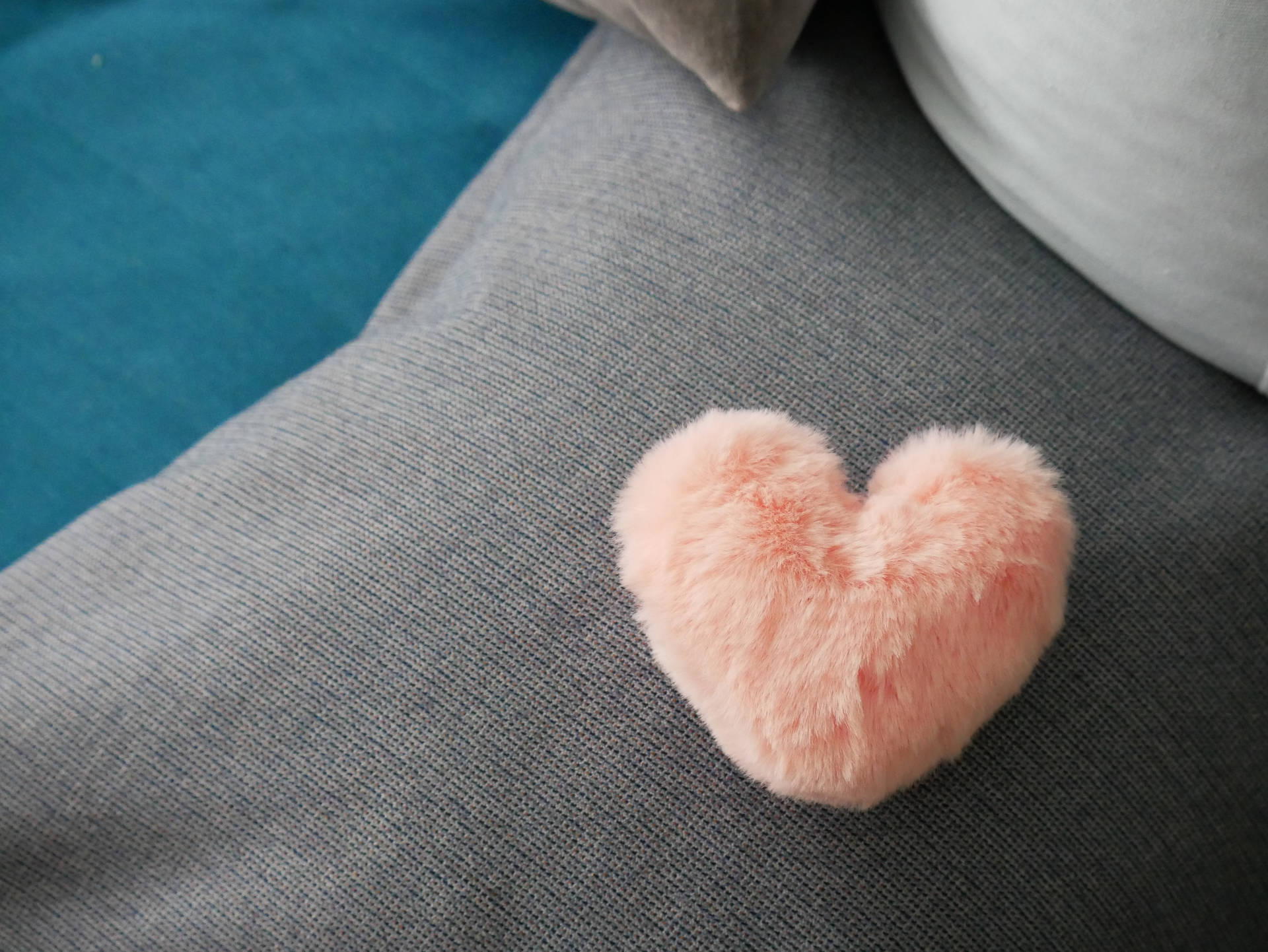 Pastel Pink Heart On Pillow Background