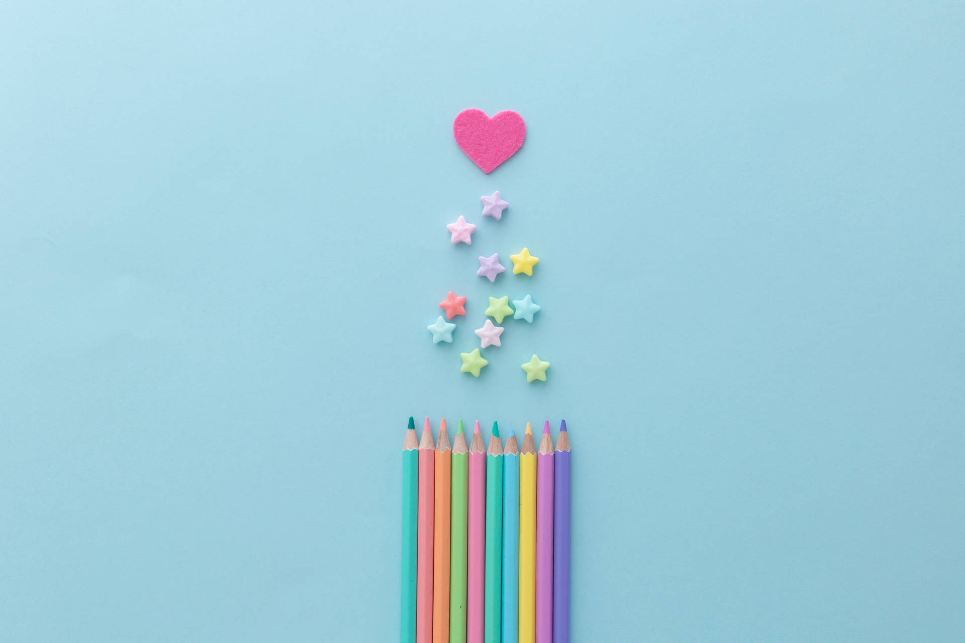 Pastel Pink Heart Pencils Background
