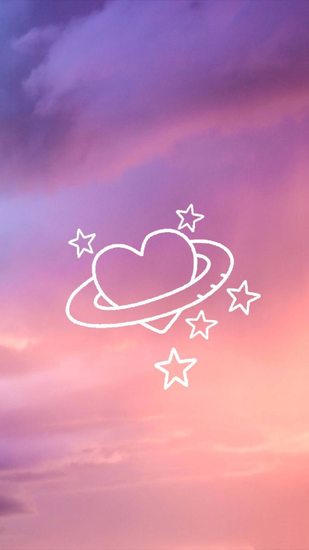 Pastel Pink Heart Planet Background