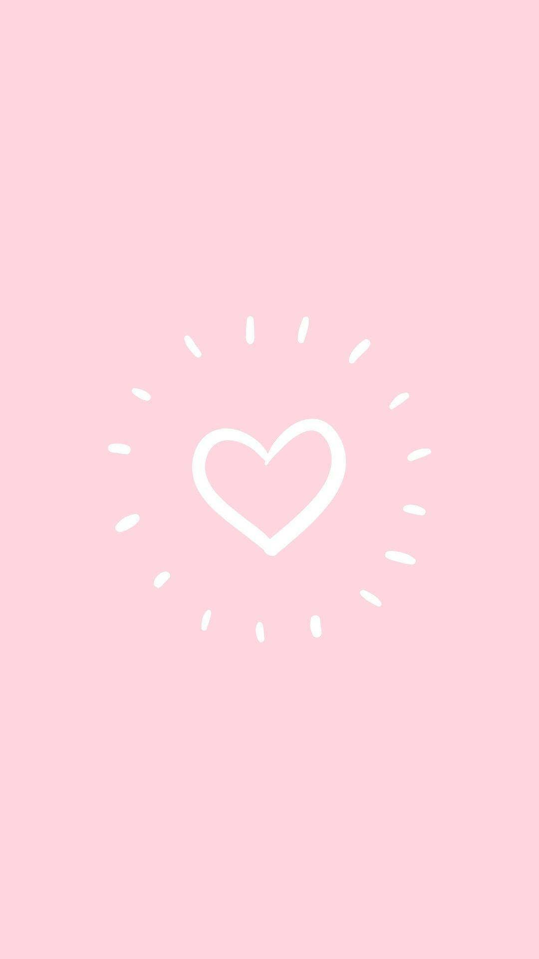 Pastel Pink Heart With Rays Phone Background