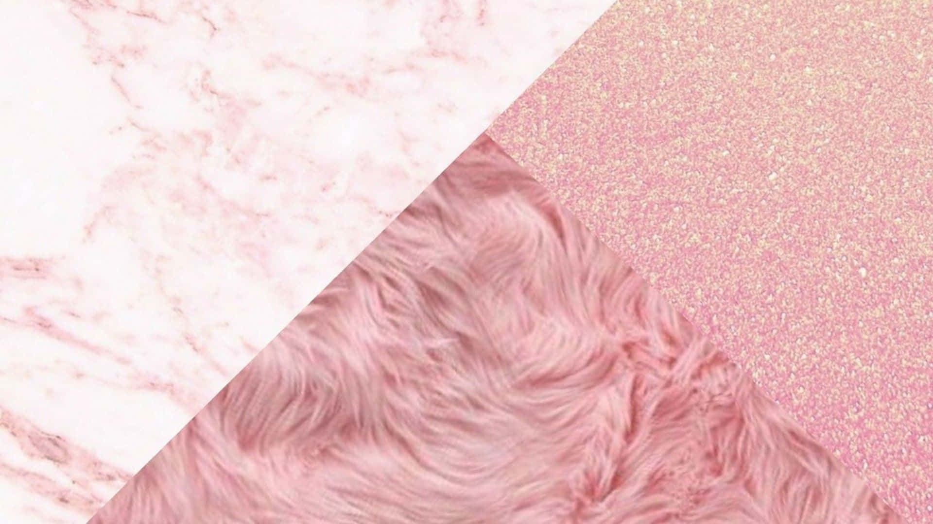 Pastel Pink Marble Fur And Gliter Desktop Background